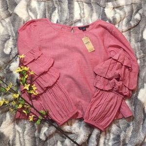 American Eagle Outfitters Red Cotton Cropped Top